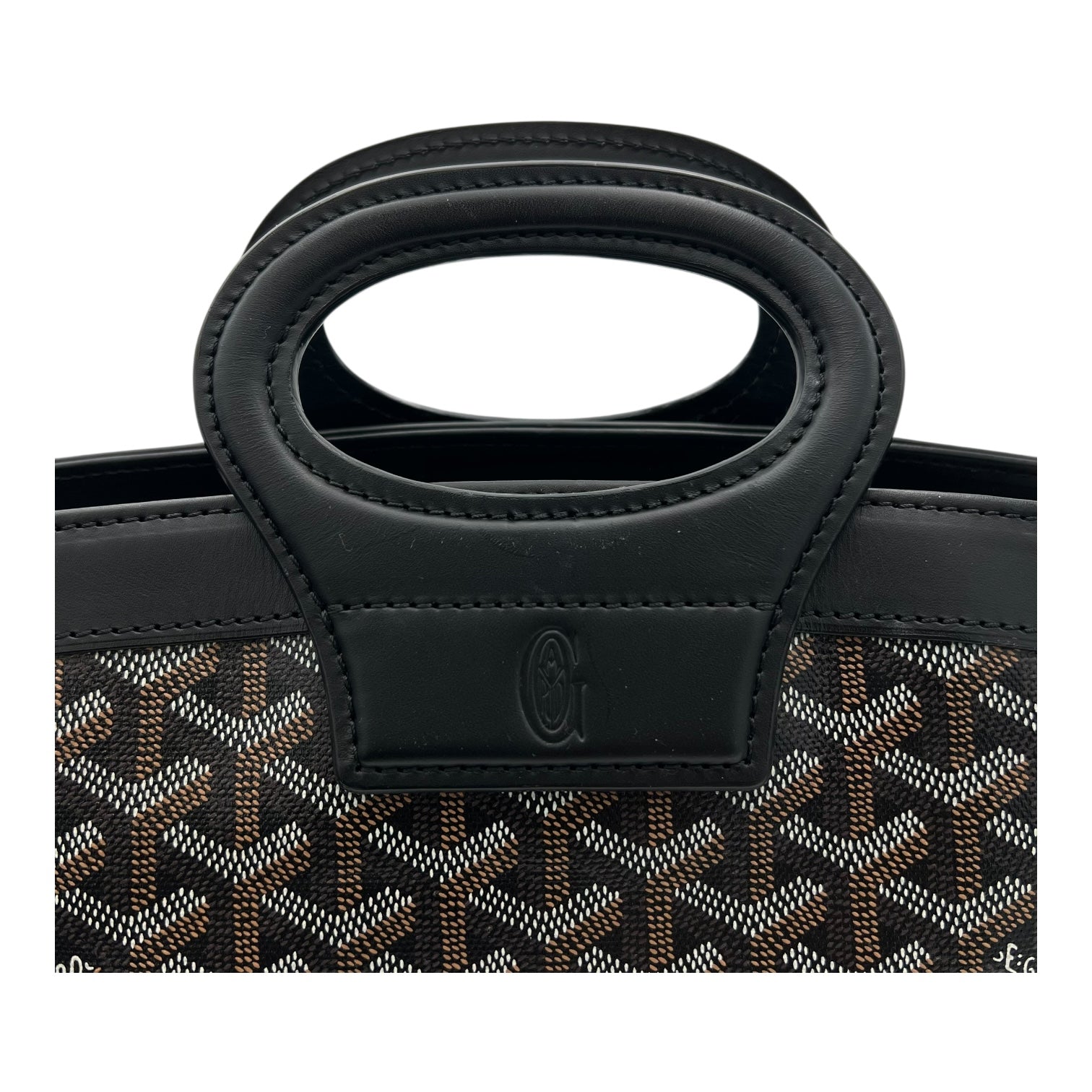 Goyard Beluga Top Handle Bag Black in Coated Canvas, Silver hardware_9