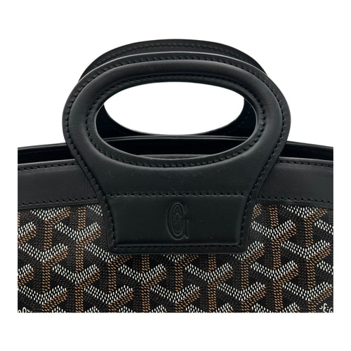 Goyard Beluga Top Handle Bag Black in Coated Canvas, Silver hardware_9