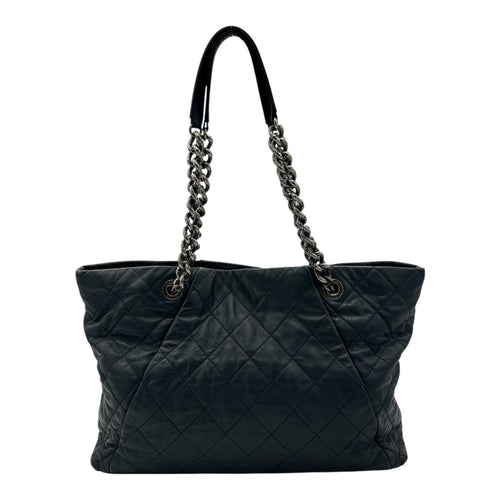Chanel CC Shoulder Bag Blue in Calfskin, Ruthenium hardware_2