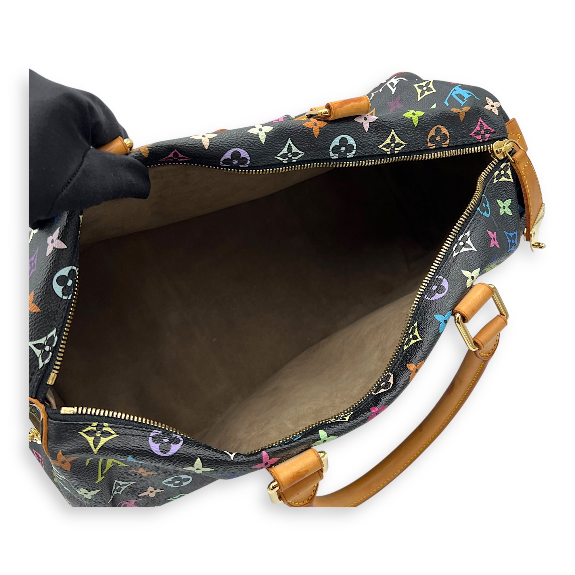 Louis Vuitton Keepall Top Handle Bag Multi-colour in Coated Canvas, Gold hardware_12