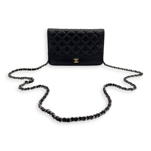 Chanel Gabrielle Wallet On Chain Black in Calfskin, Gold hardware_12