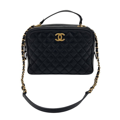 Chanel Vanity Top Handle Bag Black in Caviar Leather, Gold hardware_10