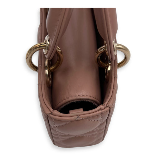 Christian Dior Lady D-Joy Top Handle Bag Micro Beige in Lambskin, Gold hardware_11