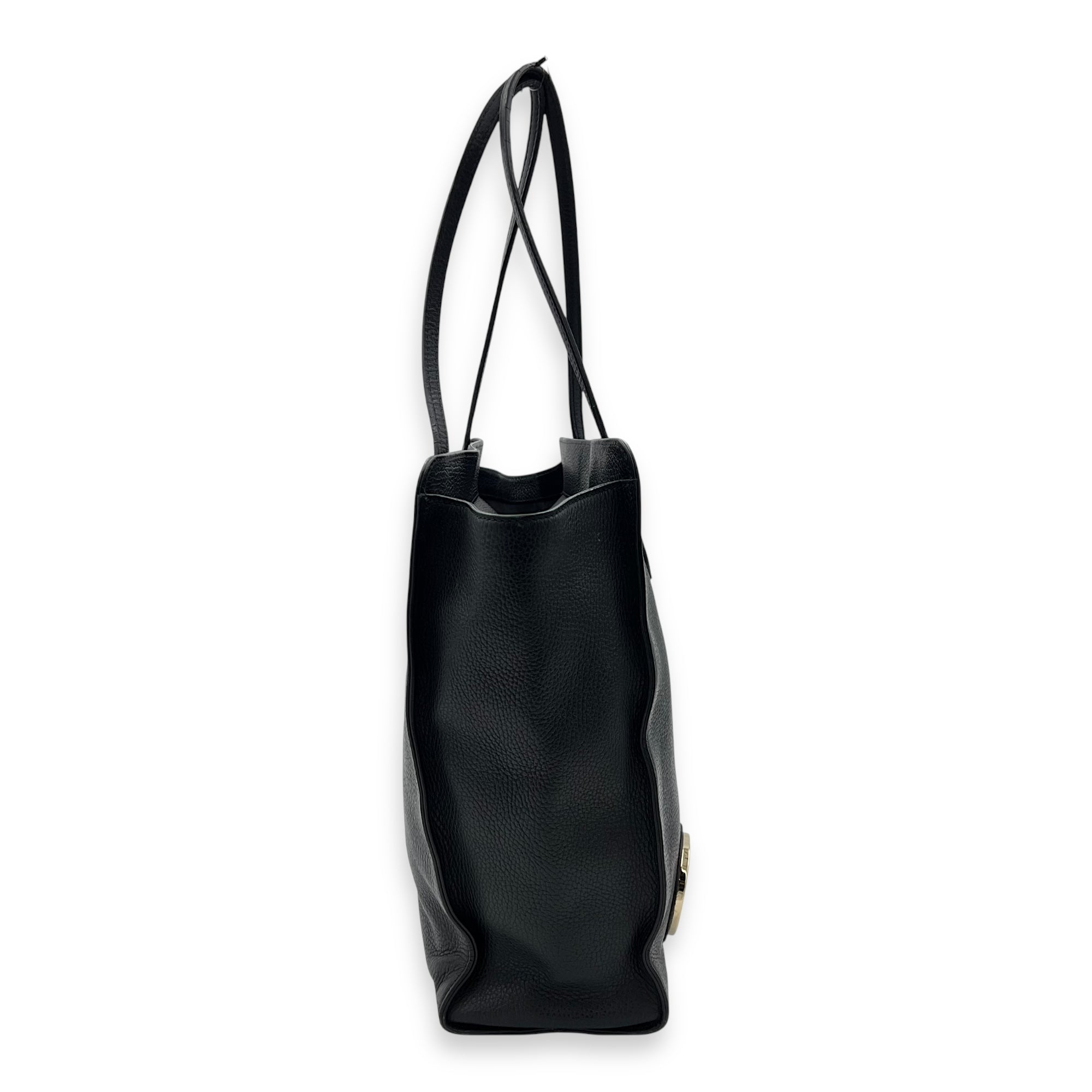 Gucci Interlocking G Tote Bag Black in Calfskin, Gold hardware_4
