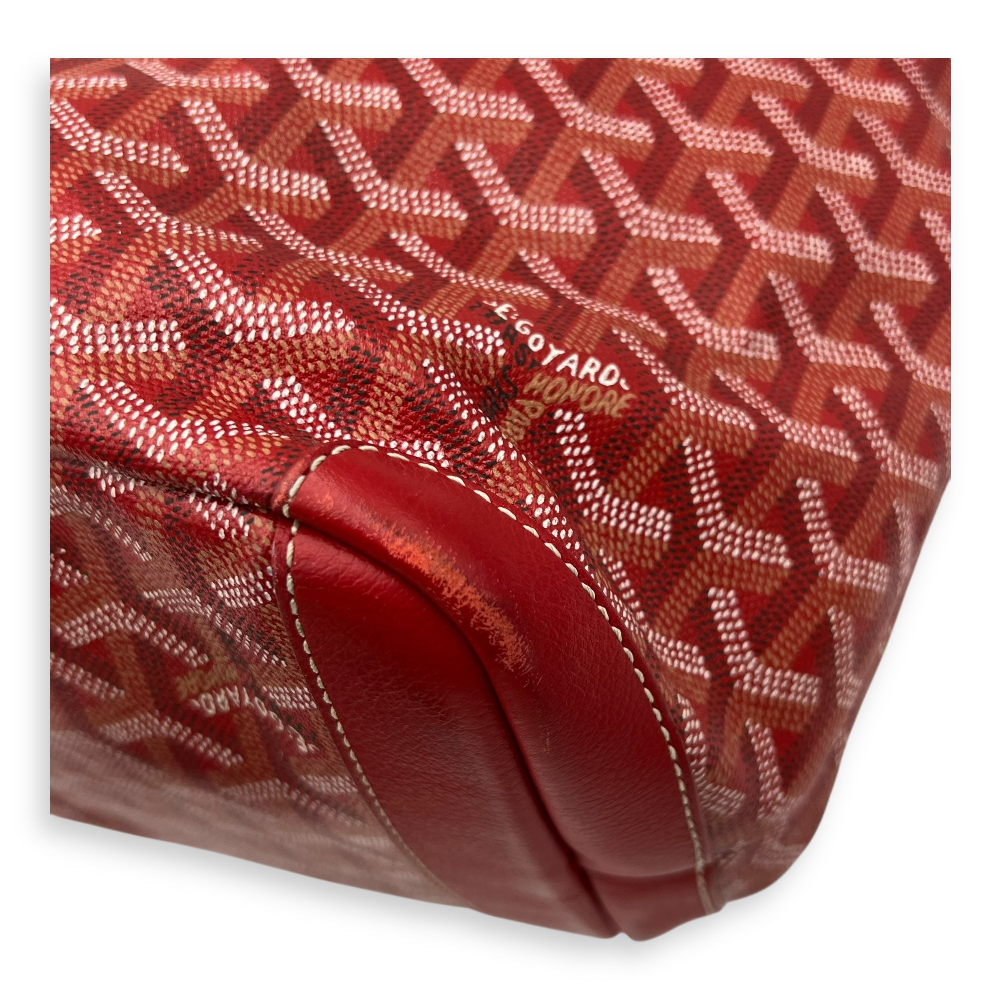Goyard Artois MM Red Tote Bag in Coated Canvas, Silver hardware_12