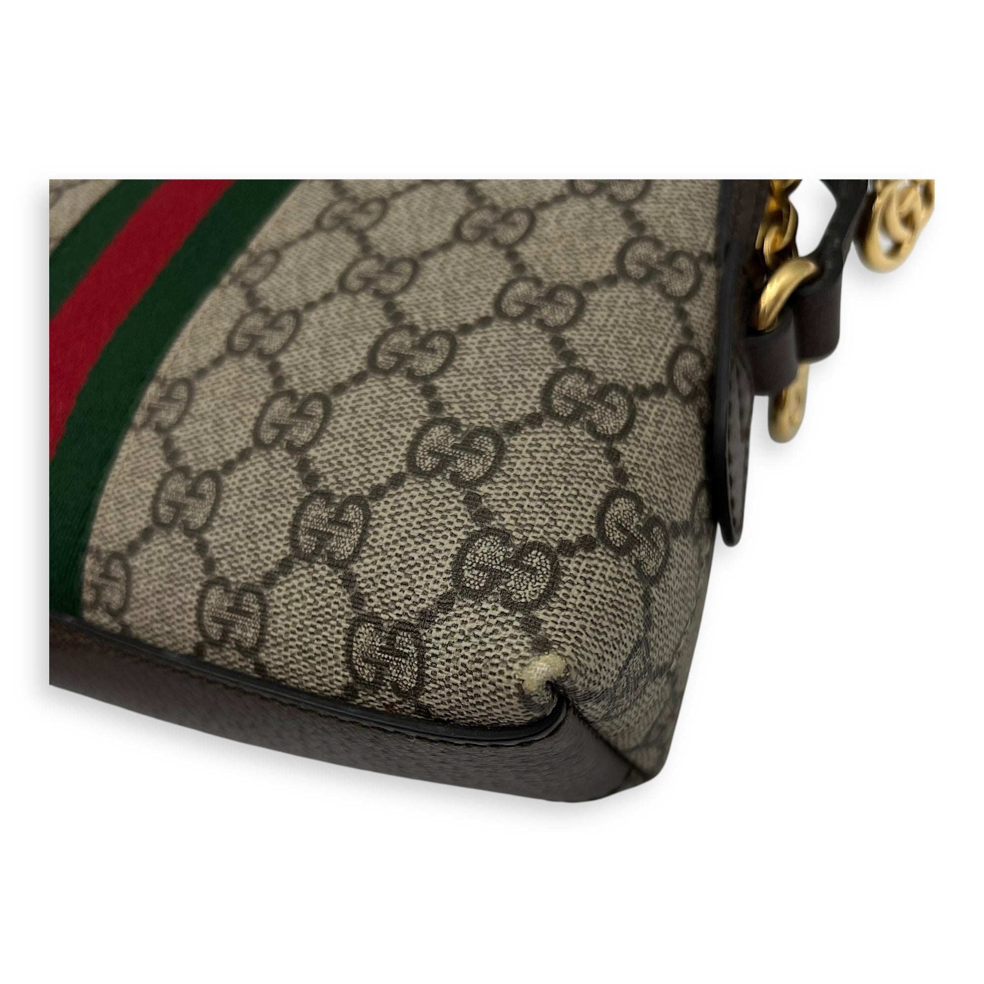 Gucci Ophidia Crossbody Bag Brown in Coated Canvas, Gold hardware_9