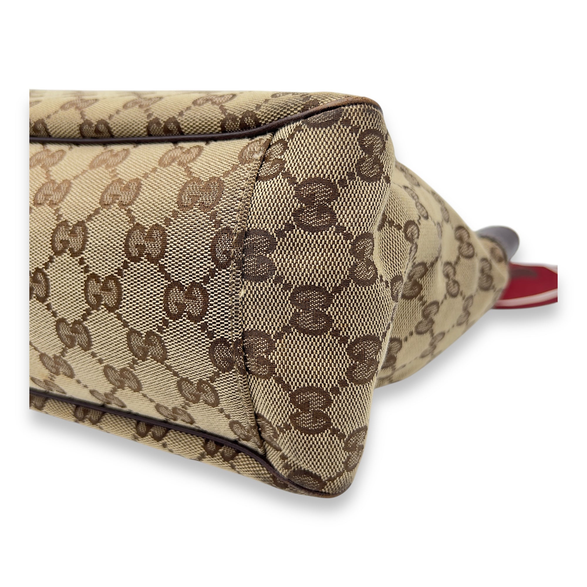 Gucci GG Brown Tote Bag in Canvas, Light Gold hardware_11