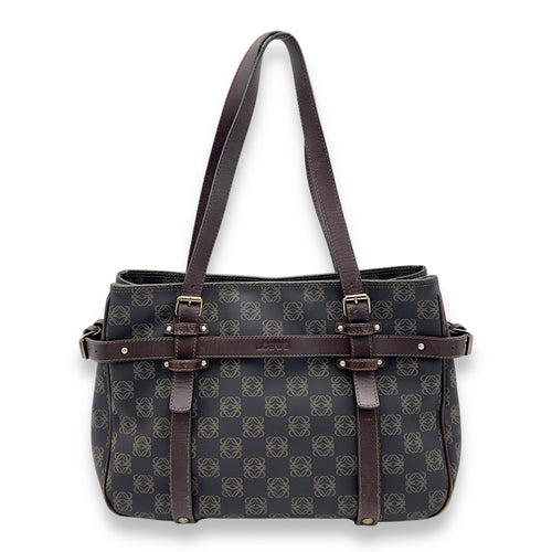 Loewe Anagram Brown Tote Bag in Coated Canvas, Gold hardware_1