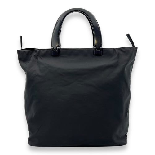 Prada Logo Top Handle Bag Black in Nylon, Silver hardware_2