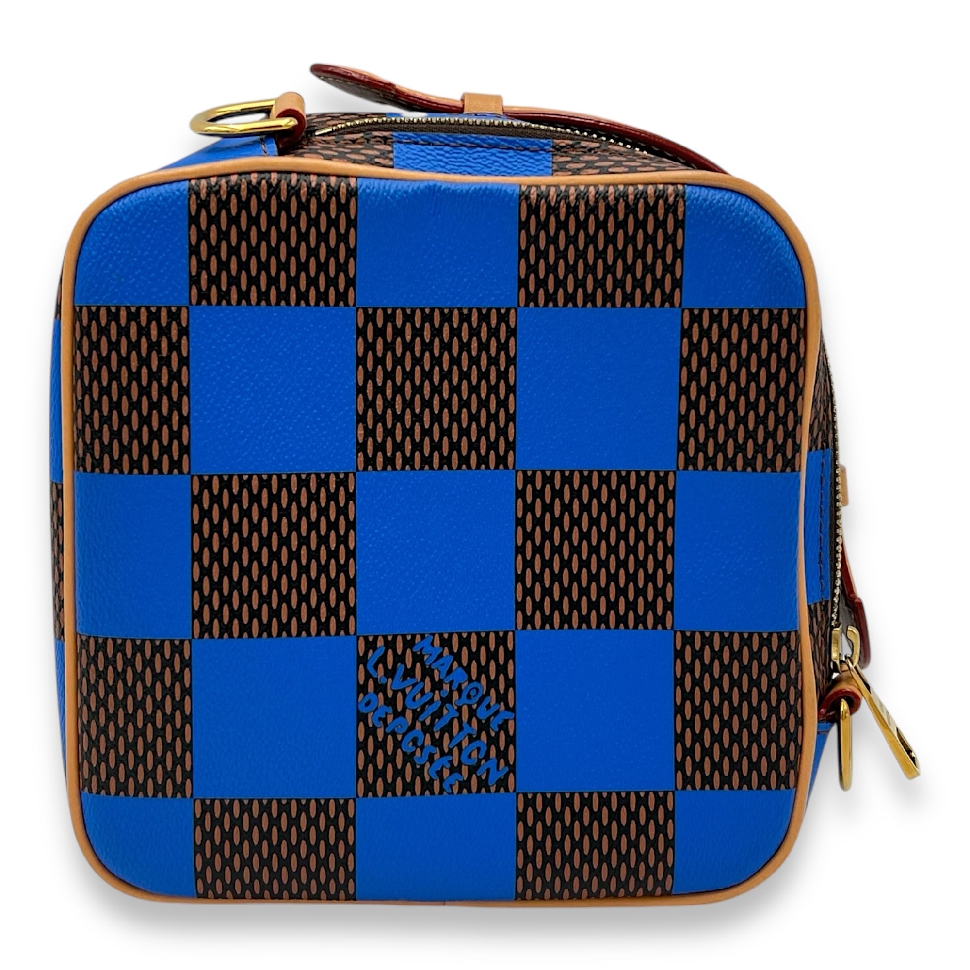 Louis Vuitton Chess Messenger Blue Crossbody Bag in Coated Canvas, Gold hardware_2