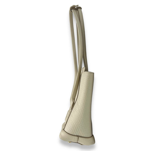 Bottega Veneta Arco White Top Handle Bag in Calfskin, Gold hardware_4