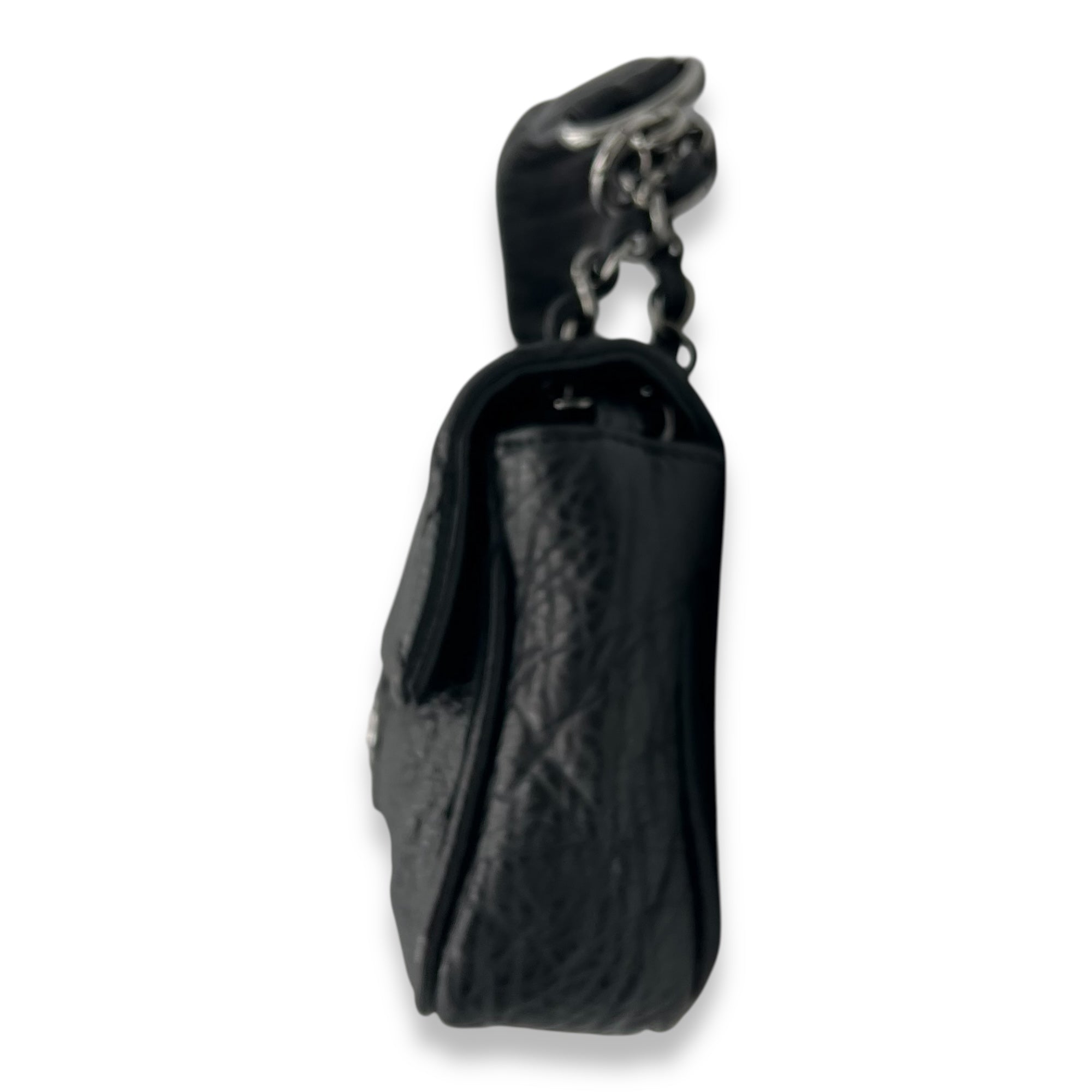 Chanel CC Flap bag Black Shoulder Bag in Calfskin, Silver hardware_4