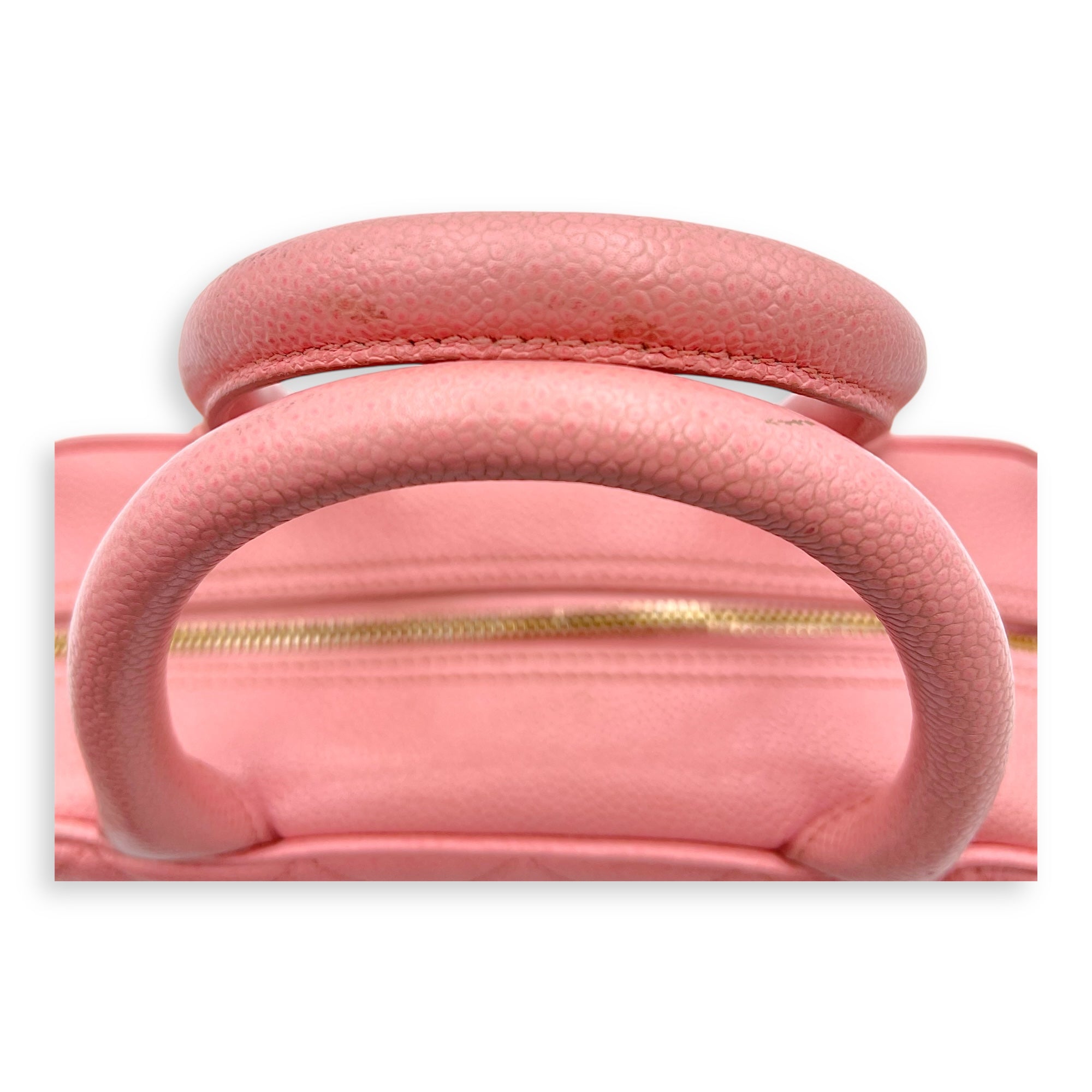 Chanel Bowling Pink Top Handle Bag in Caviar Leather, Gold hardware_12