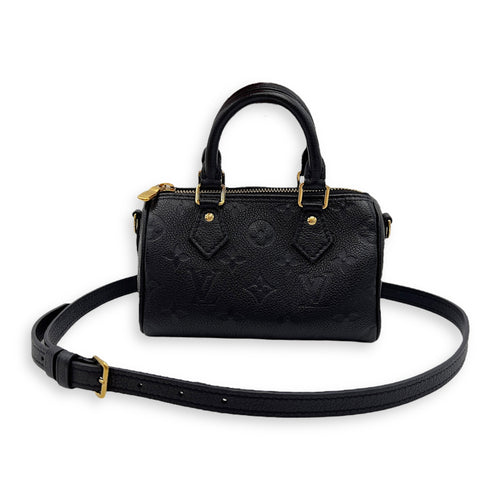 Louis Vuitton Speedy Nano Black Top Handle Bag in Monogram Empreinte Leather, Gold hardware_10