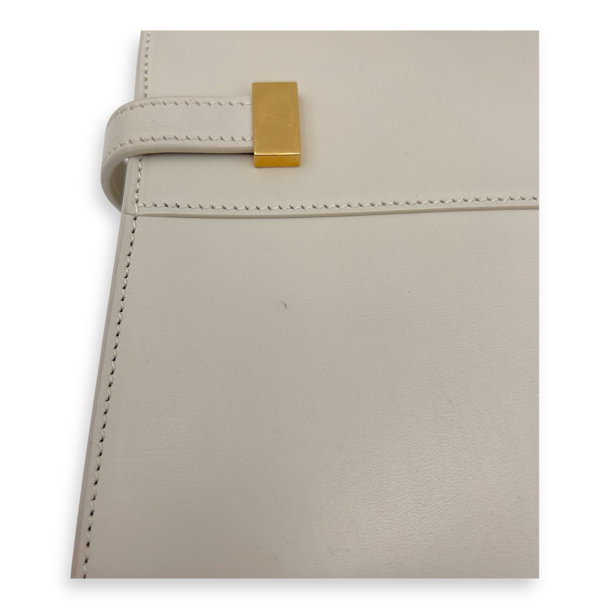 Saint Laurent Manhattan Shoulder Bag White in Calfskin, Gold hardware_9