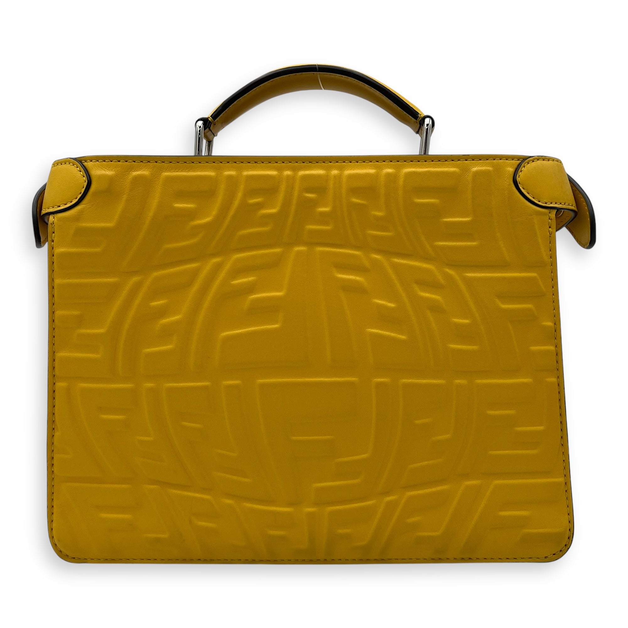 Fendi Peekaboo Top Handle Bag Yellow in Calfskin, Silver hardware_2