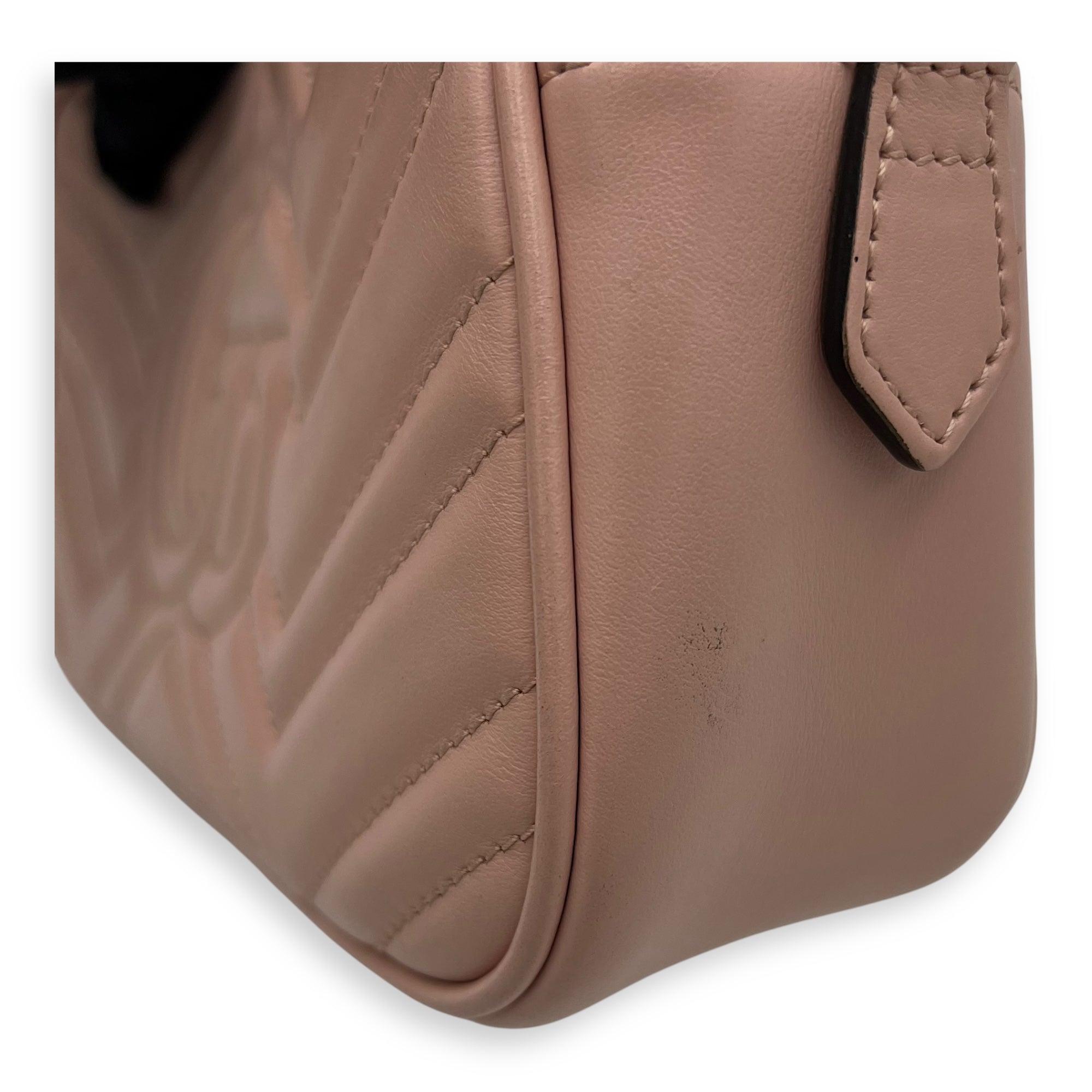 Gucci GG Marmont Crossbody Bag Pink in Calfskin, Gold hardware_10