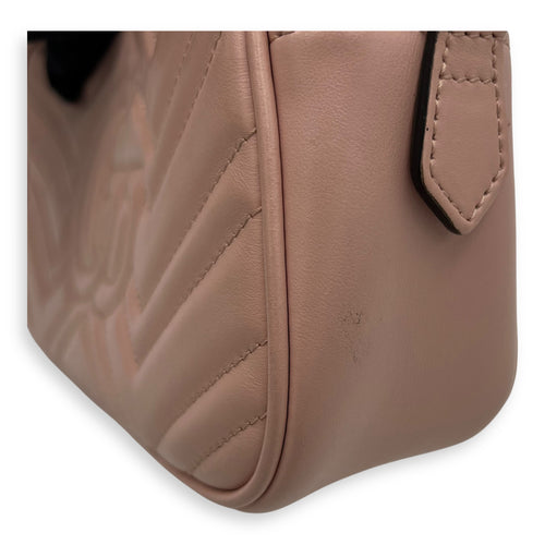 Gucci GG Marmont Crossbody Bag Pink in Calfskin, Gold hardware_10