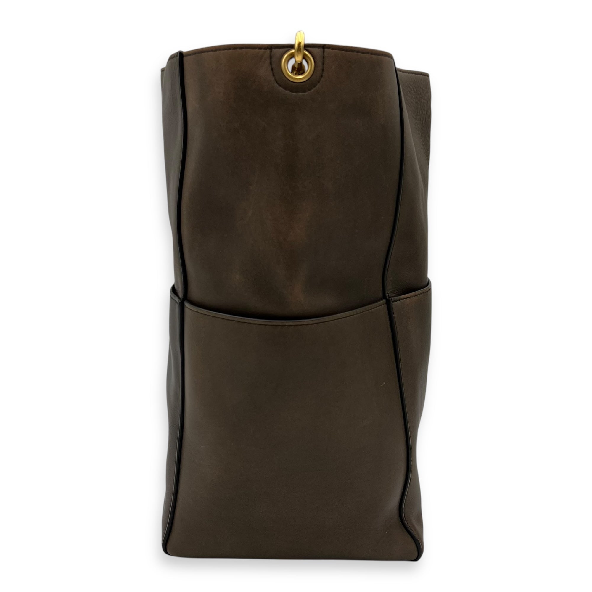 Celine Sangle Shoulder Bag Brown in Calfskin, Gold hardware_3