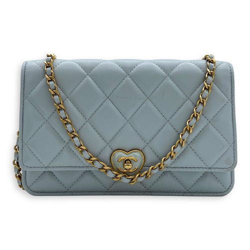 Chanel CC Wallet On Chain Blue in Lambskin, Gold hardware_12