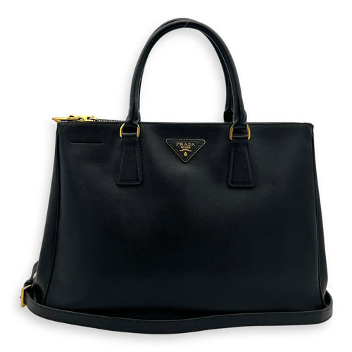 Prada Galleria Top Handle Bag Black in Saffiano Leather, Gold hardware_12