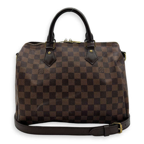 Louis Vuitton Speedy Bandouliere Top Handle Bag 30 Brown in Coated Canvas, Gold hardware_12
