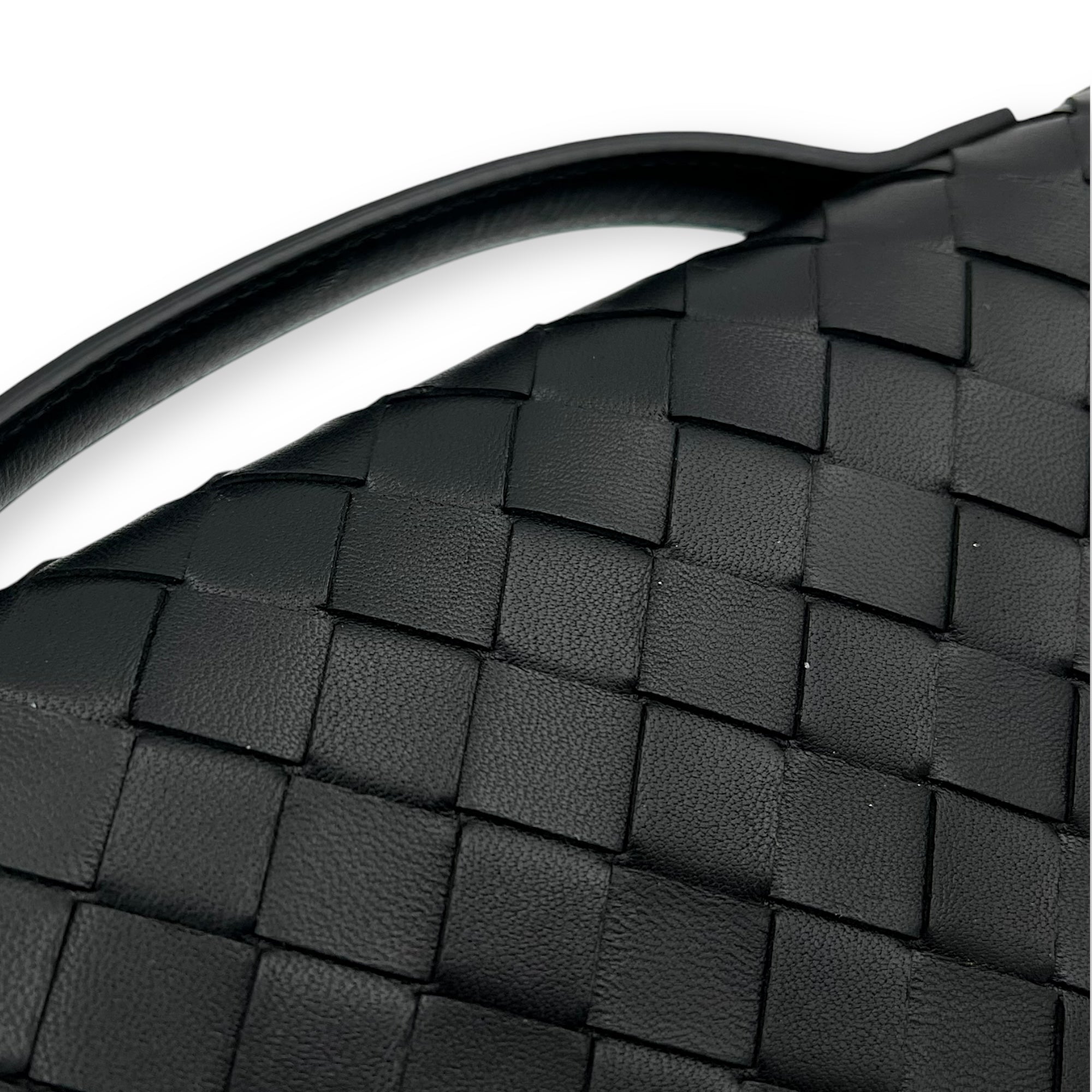 Bottega Veneta Andiamo Top Handle Bag Black in Lambskin, Gold hardware_12