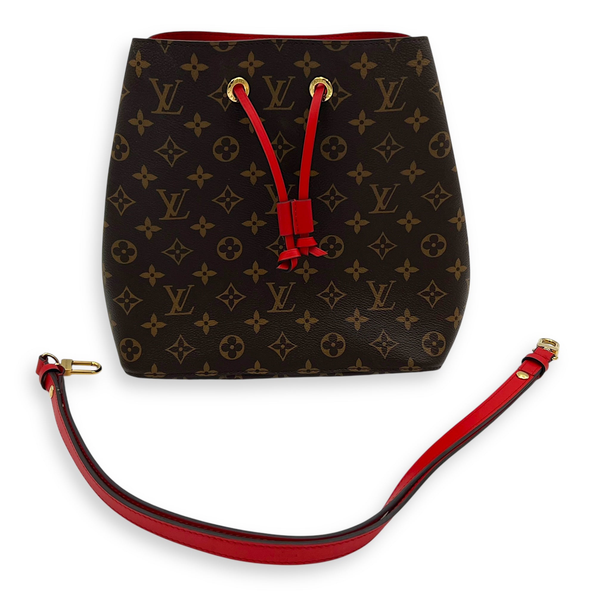 Louis Vuitton NeoNoe Bucket Bag Brown in Monogram Coated Canvas, Gold hardware_12