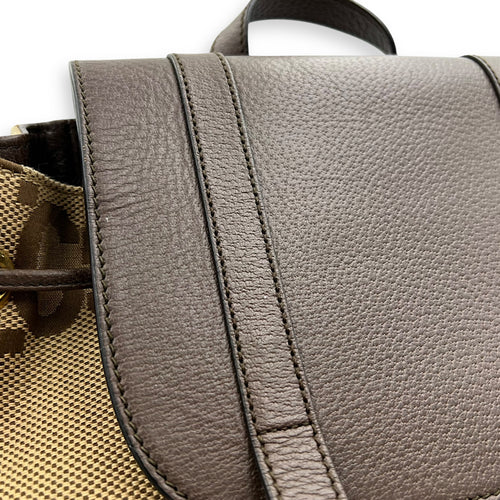 Gucci GG Backpack Brown in Canvas, Gold hardware_12
