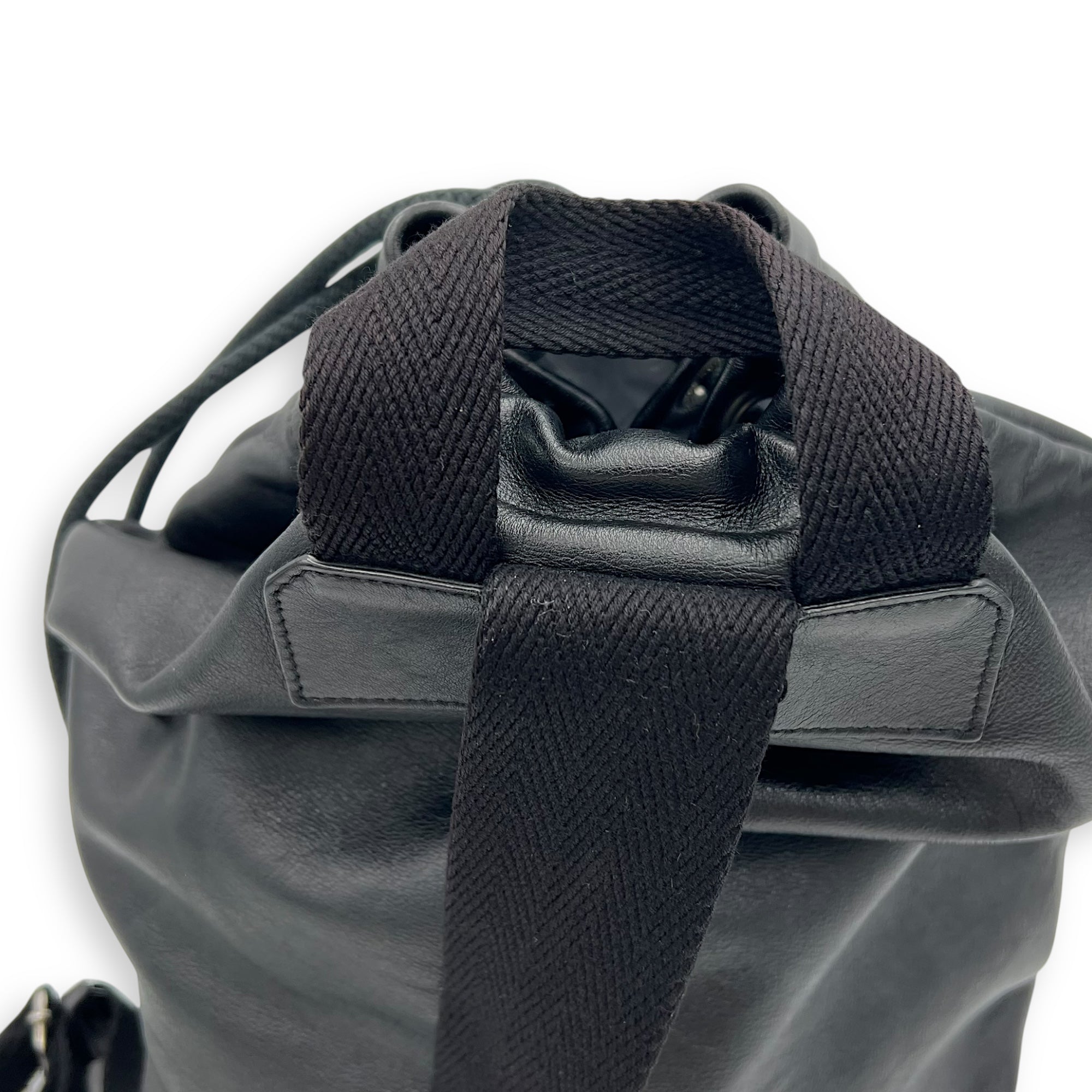 Saint Laurent Logo Backpack Black in Calfskin, Silver hardware_12