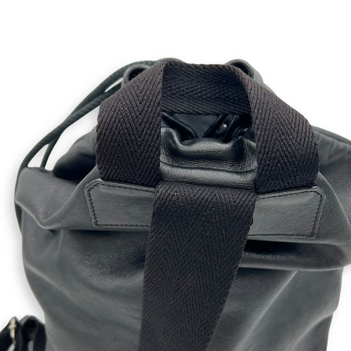 Saint Laurent Logo Backpack Black in Calfskin, Silver hardware_12