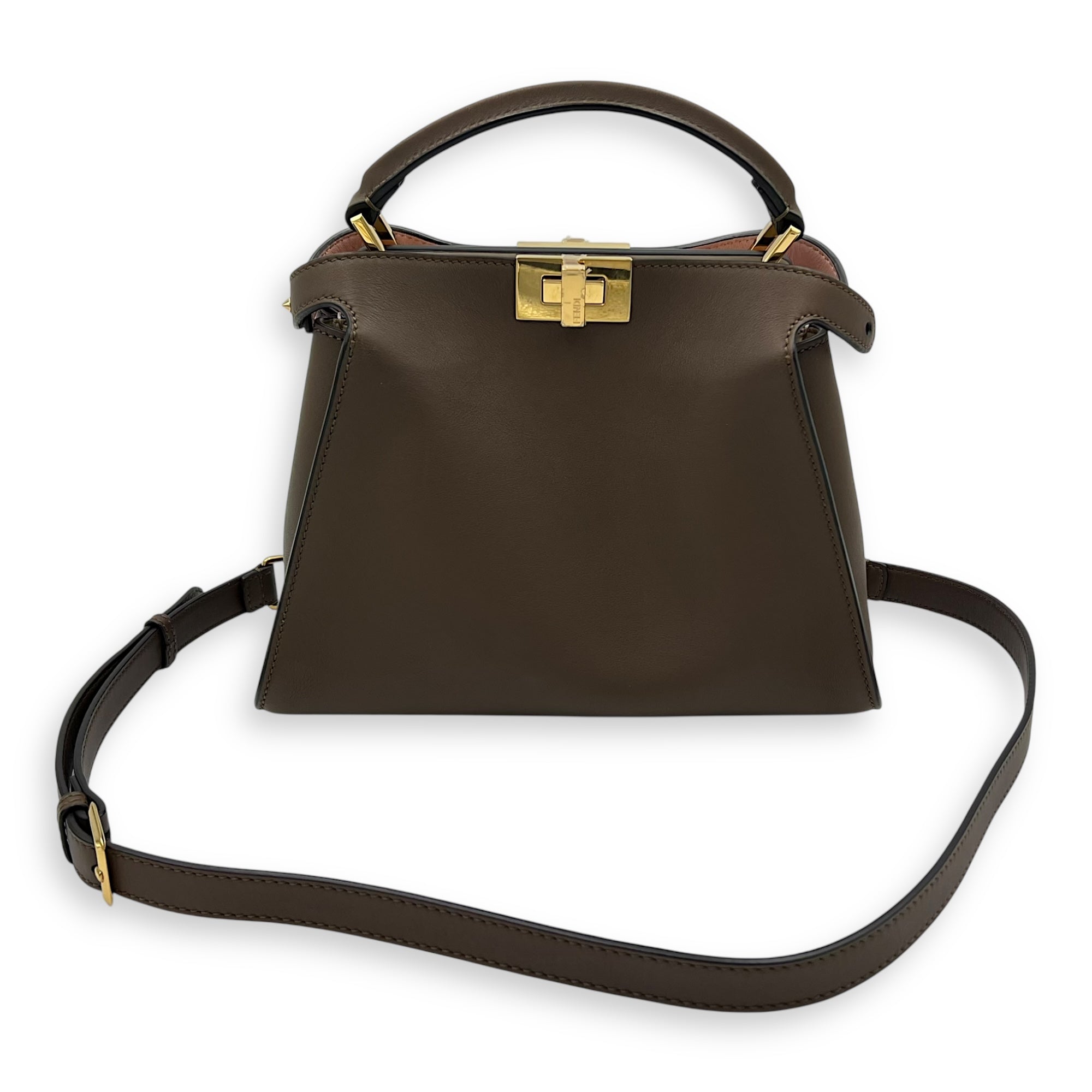 Fendi Peekaboo Top Handle Bag Essentially Beige in Calfskin, Gold hardware_13