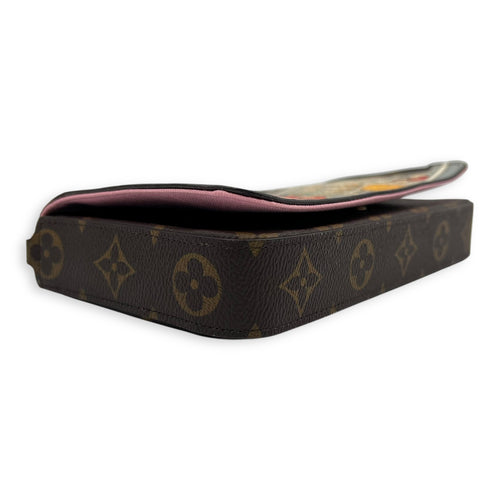 Louis Vuitton Vivienne Christmas Felicie Brown Wallet On Chain in Monogram Coated Canvas, Gold hardware_8