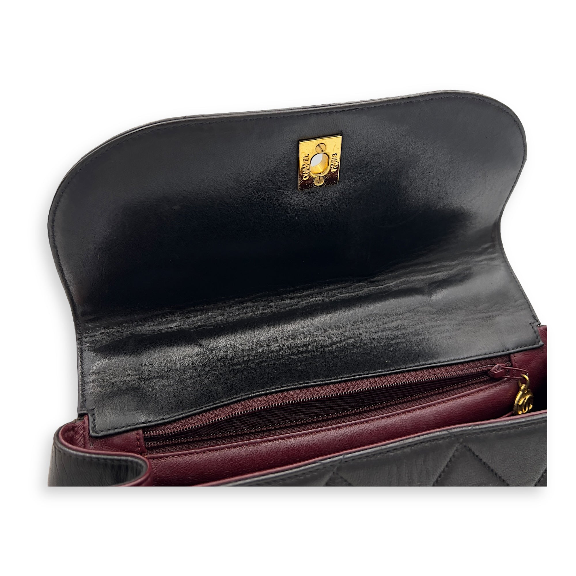 Chanel Vintage Quilted CC Top Handle Bag Brown in Lambskin, Gold hardware_10