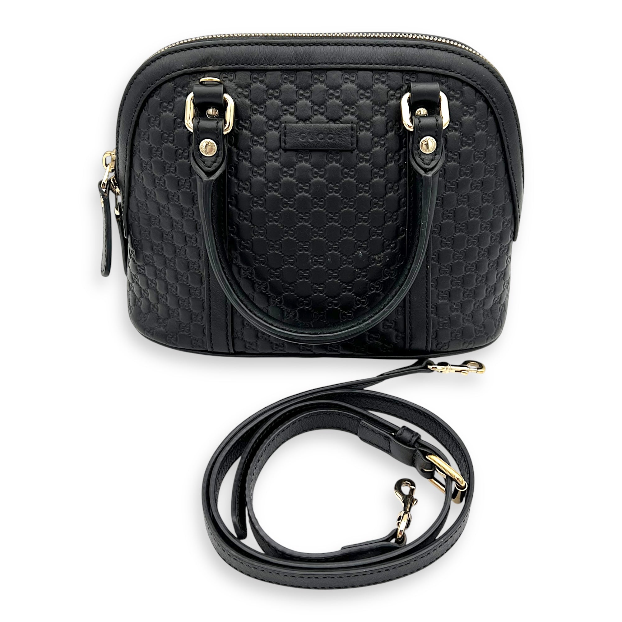 Gucci Micro gg Top Handle Bag Small Black in Calfskin, Gold hardware_4