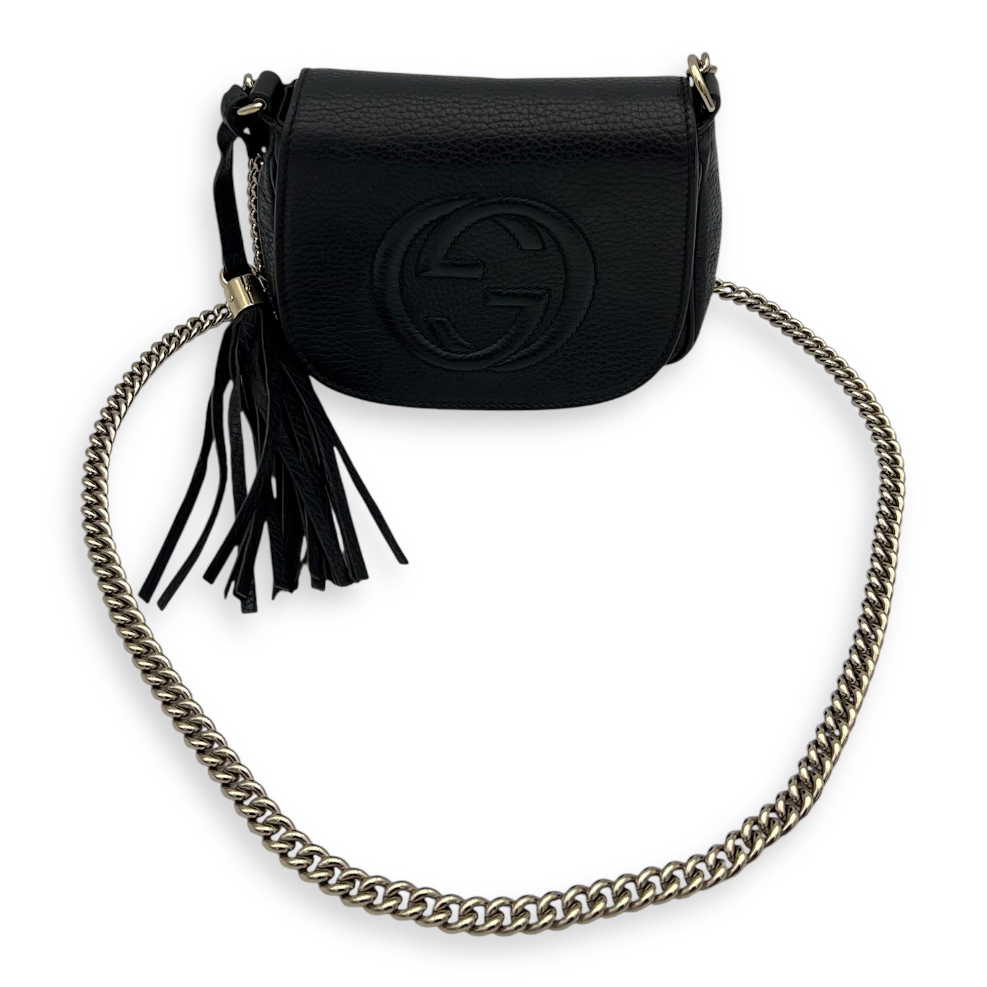Gucci Soho Crossbody Bag Black in Calfskin, Gold hardware_4