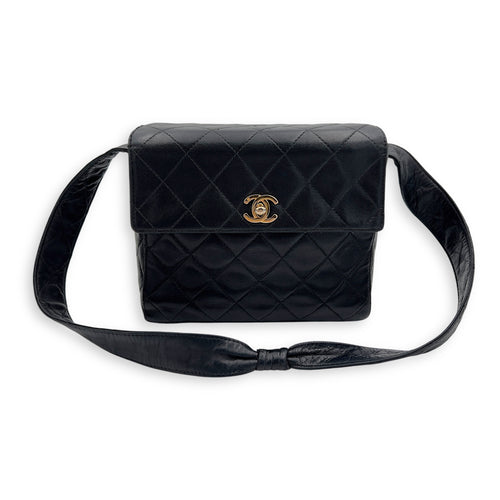 Chanel Vintage CC Shoulder Bag Black in Lambskin, Gold hardware_10