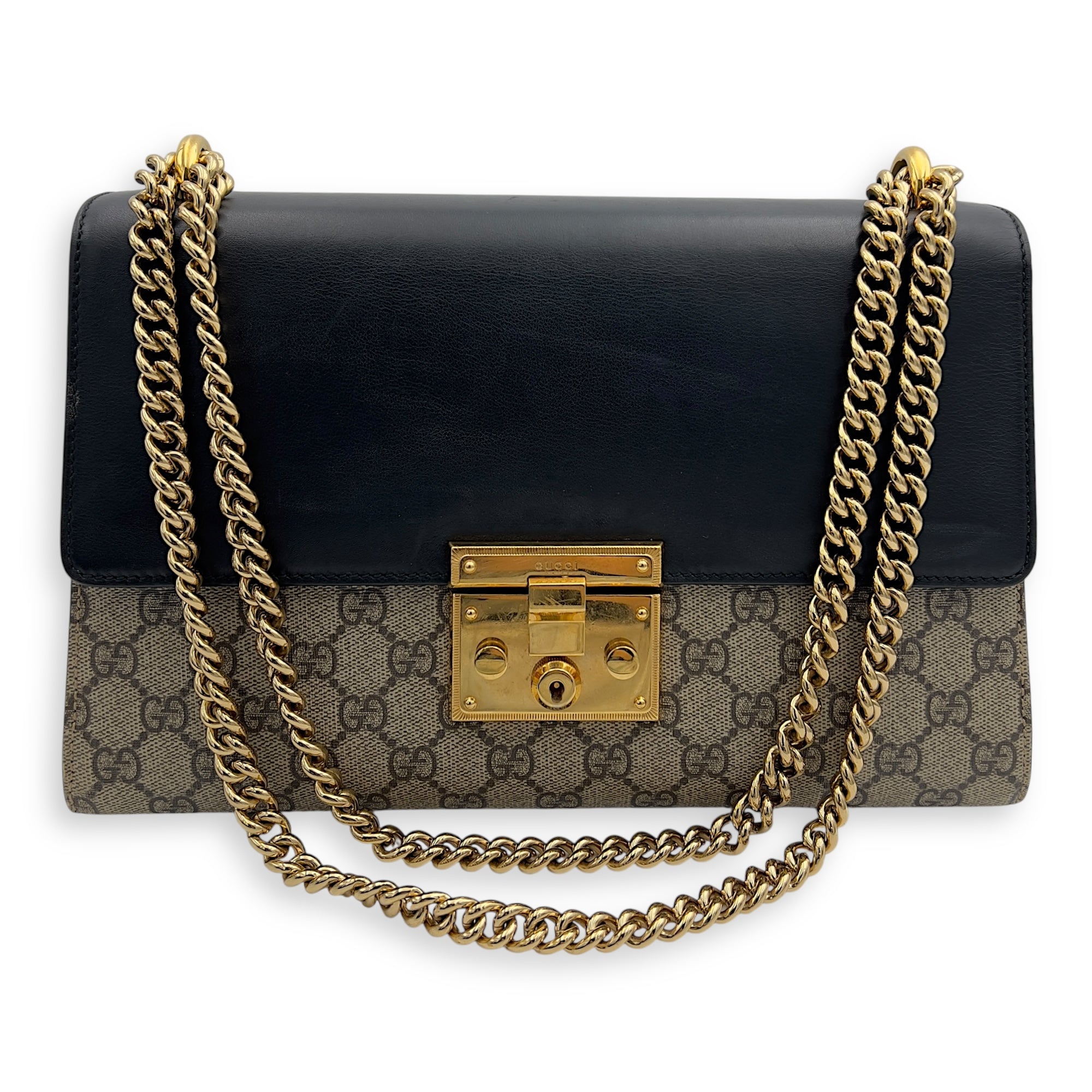 Gucci Padlock Shoulder Bag Brown in Coated Canvas, Gold hardware_10