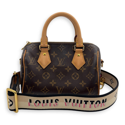 Louis Vuitton Speedy Bandouliere Top Handle Bag 20 Brown in Monogram Coated Canvas, Gold hardware_12