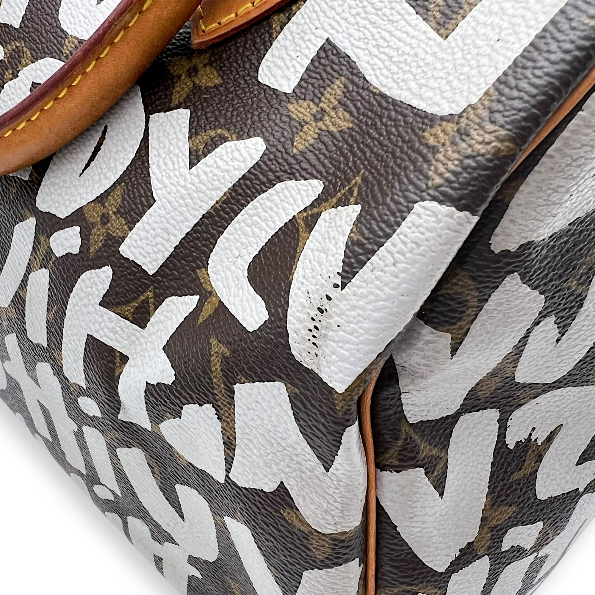 Louis Vuitton Speedy Sprouse Top Handle Bag 30 Brown in Monogram Coated Canvas, Gold hardware_11