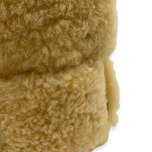 Bottega Veneta Arco Yellow Top Handle Bag in Shearling, Gold hardware_12