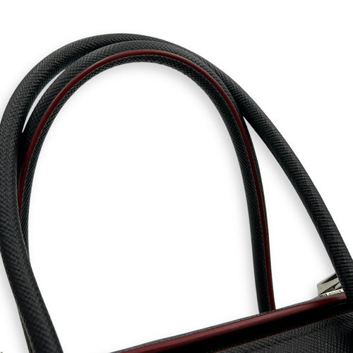 Prada 2 way turnlock bag Top Handle Bag Black in Saffiano Leather, Silver hardware_12