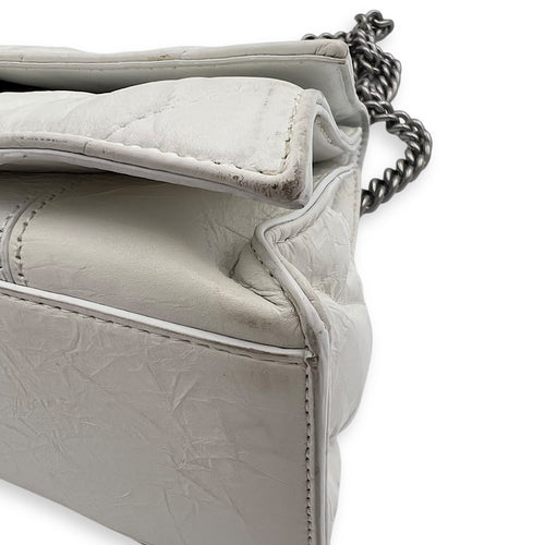 Balenciaga Crush Shoulder Bag White in Calfskin, Silver hardware_12