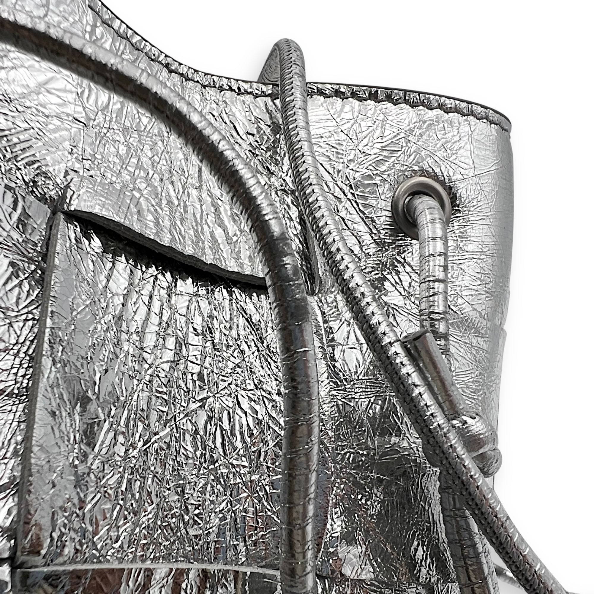 Bottega Veneta Cassette Backpack Silver in Calfskin, Silver hardware_12