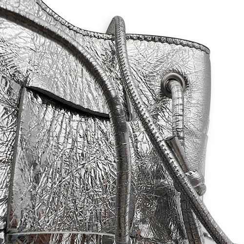 Bottega Veneta Cassette Backpack Silver in Calfskin, Silver hardware_12