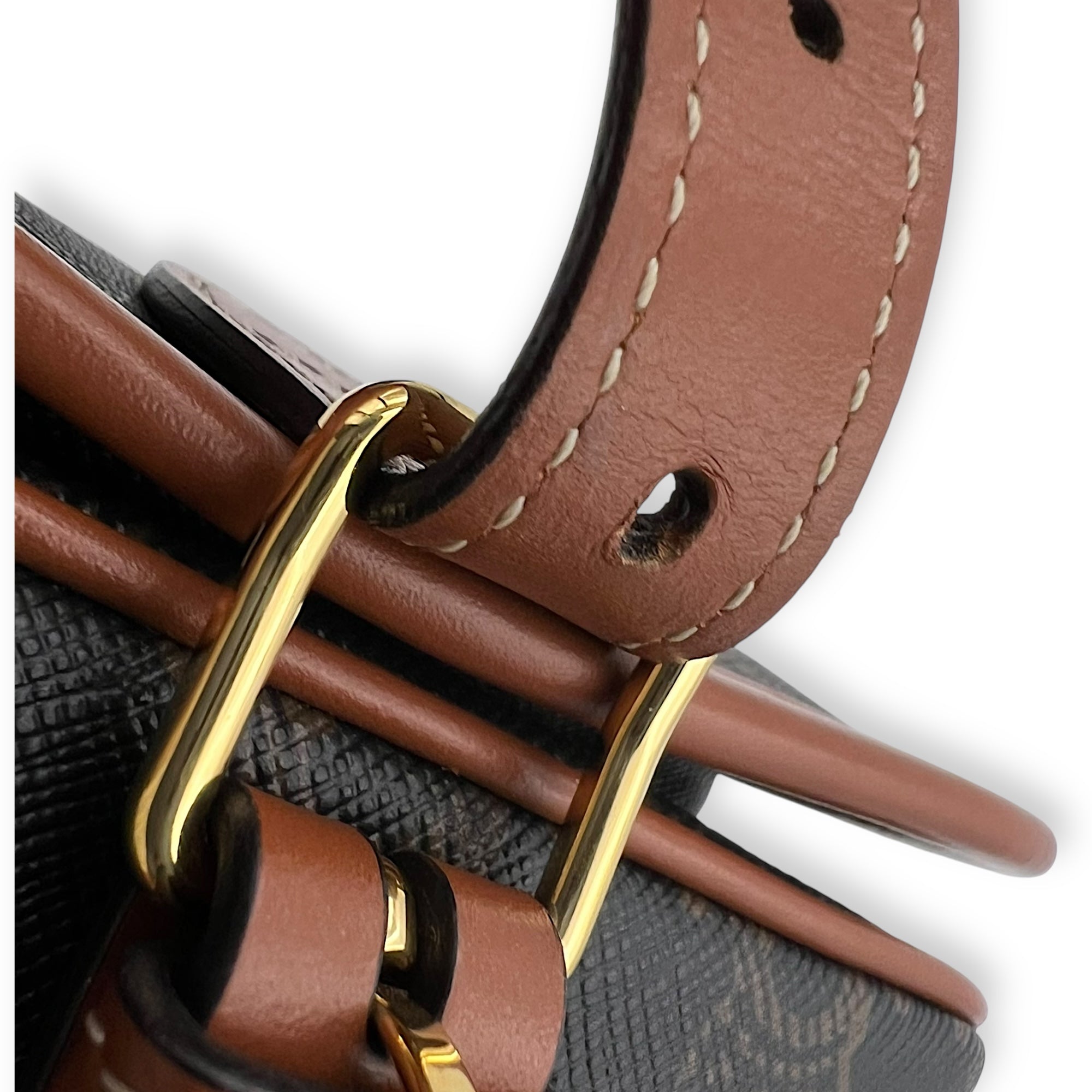 Celine Folco Crossbody Bag Brown in Coated Canvas, Gold hardware_12