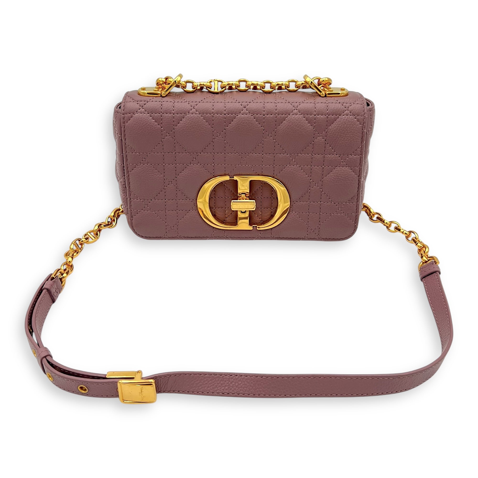 Dior Caro Shoulder Bag Purple in Calfskin, Gold hardware_4