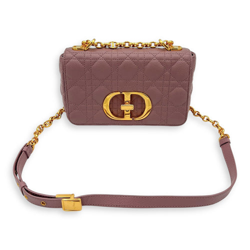 Dior Caro Shoulder Bag Purple in Calfskin, Gold hardware_4