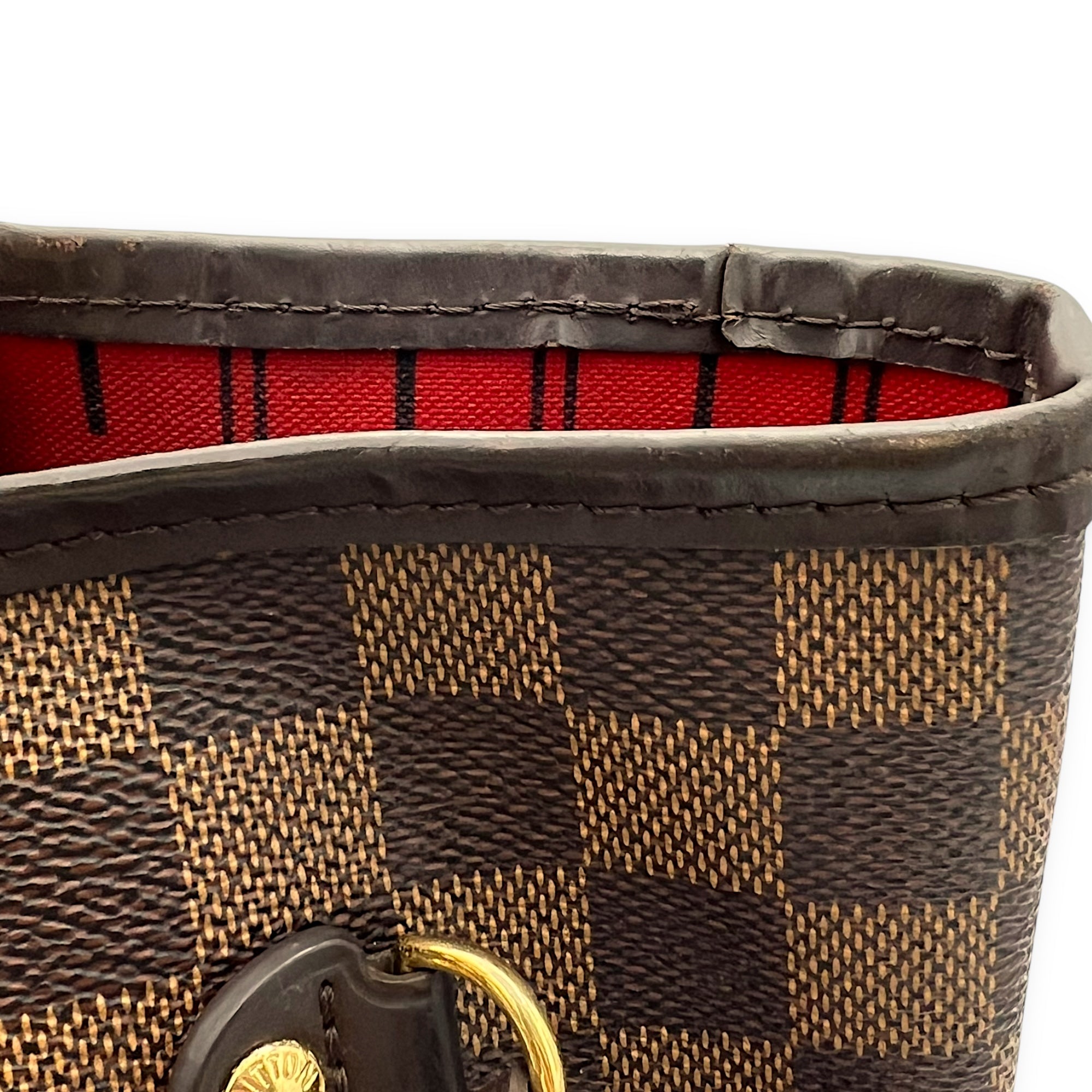 Louis Vuitton Neverfull Tote Bag Damier Ebene in Coated Canvas, Gold hardware_11