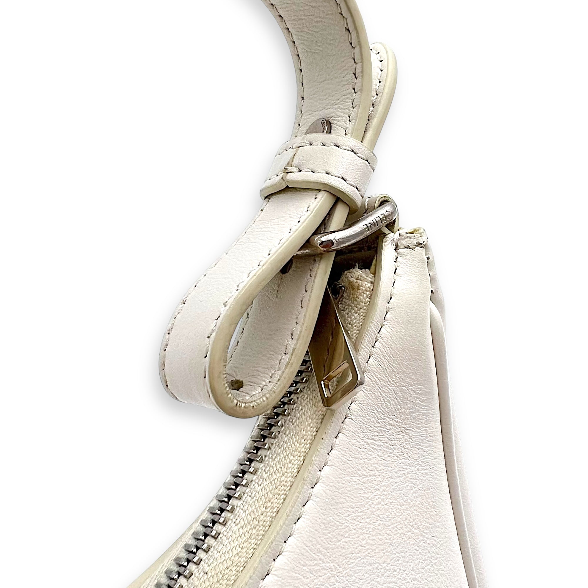 Celine Ava Shoulder Bag White in Calfskin, Silver hardware_12